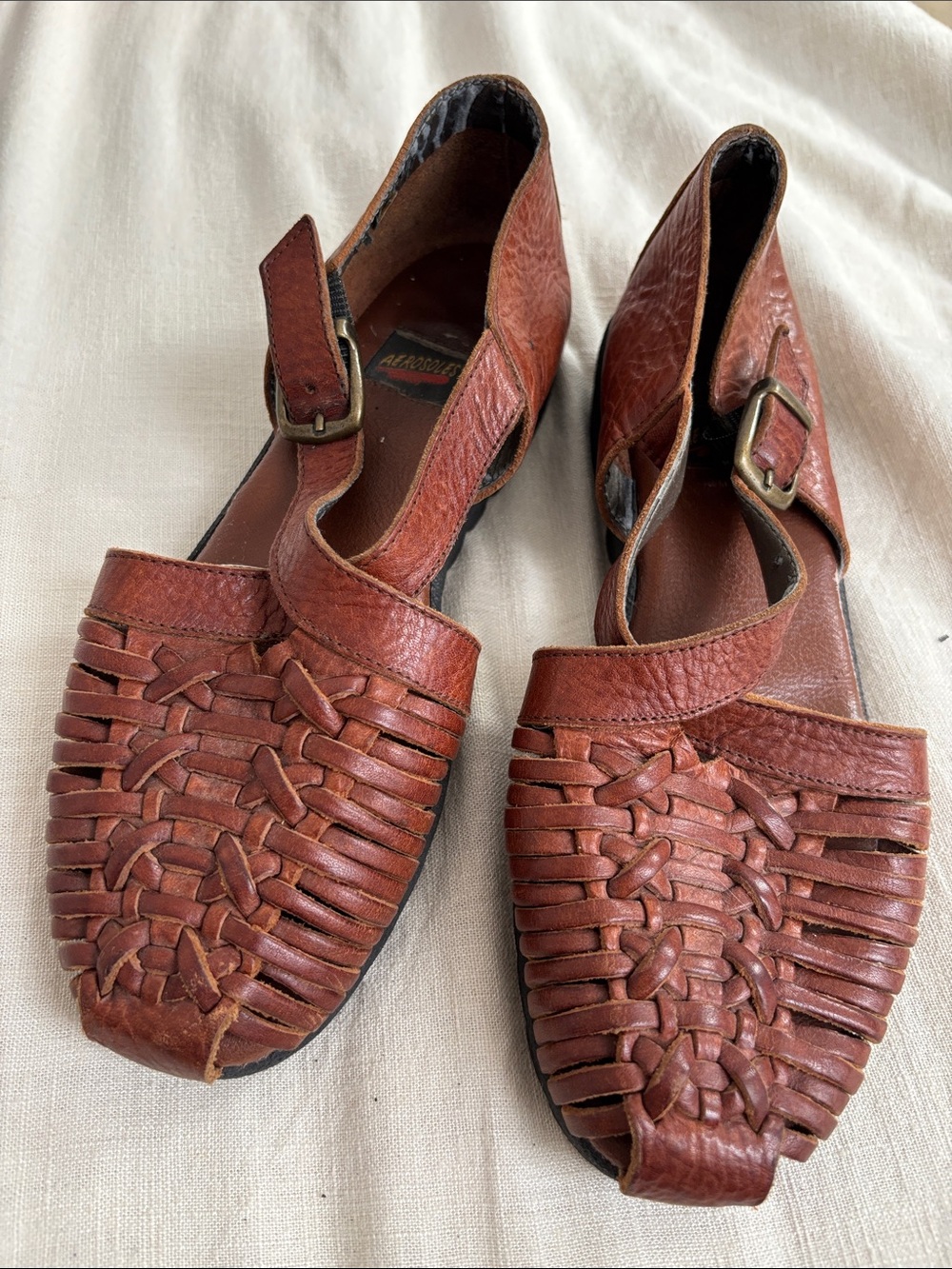 Vintage Aerosoles Brown Leather Sandals in size 8b